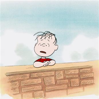 CHARLES SCHULZ / BILL MELENEDEZ / PEANUTS Introspective Linus Animation Cel 1983.